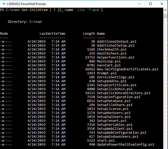 Business Central container run contents