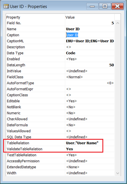 TableRelation Property