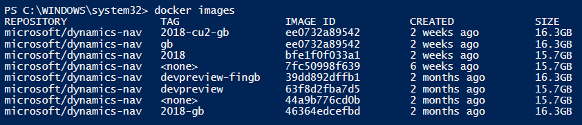 Dynamics NAV Docker Images