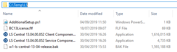 LS Central install files
