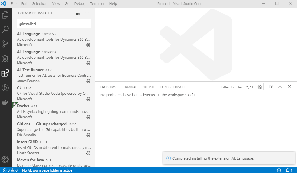 Enable Visual Studio Code extension for workspace