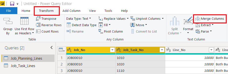 Transform - merge columns